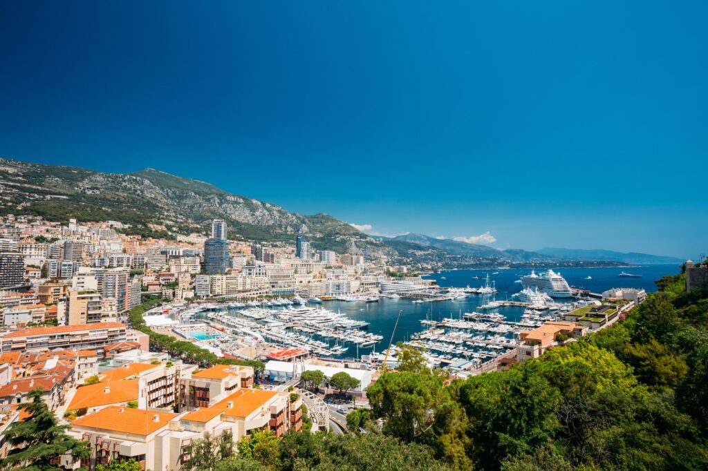 Monaco, Monte Carlo Cityscape. Real Estate Architecture On Mount