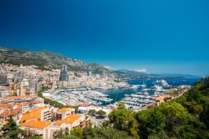 Monaco, Monte Carlo Cityscape. Real Estate Architecture On Mount
