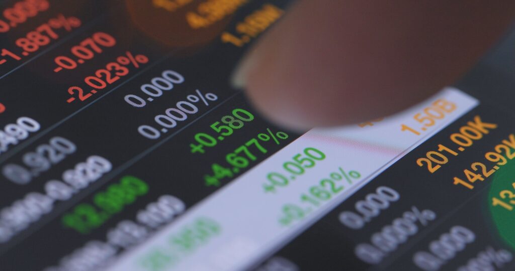 Investing stock market data on the screen